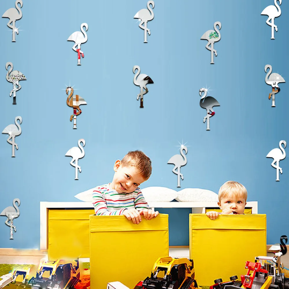 Акриловые зеркальные настенные зеркала для дома с Фламинго JM253 |