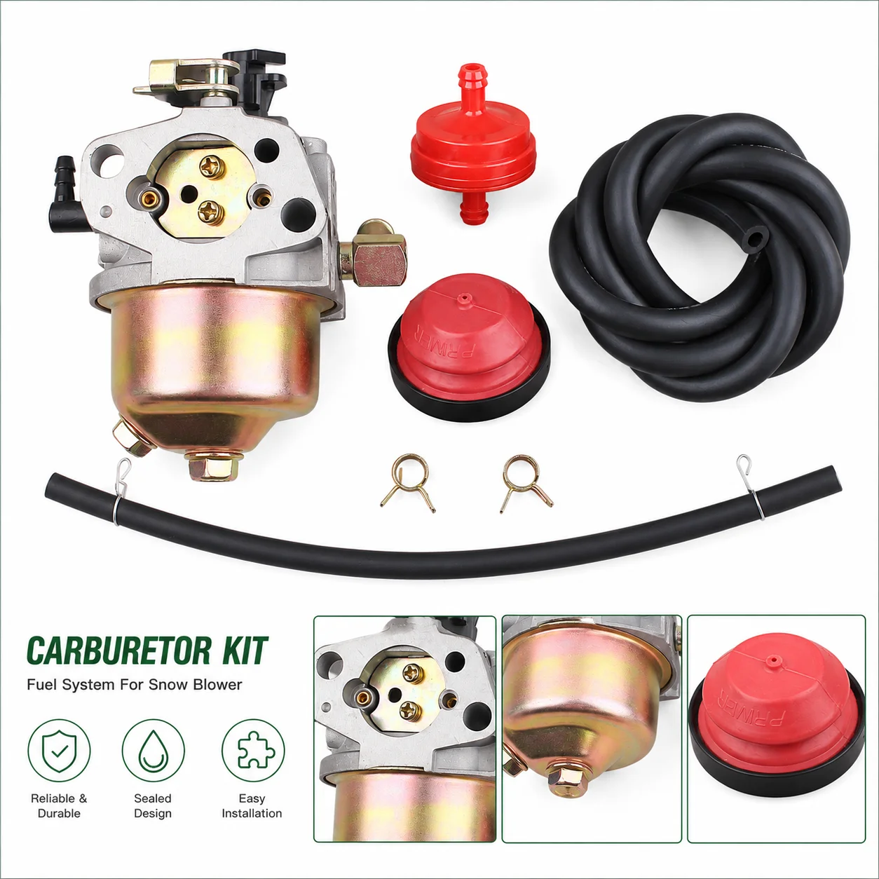 Фото Комплект карбюратора с топливной трубкой и фильтром для MTD Cub Cadet Troy-Bilt 951-10368 951-10638A 951-14026A 751-10638 951-14027A №4