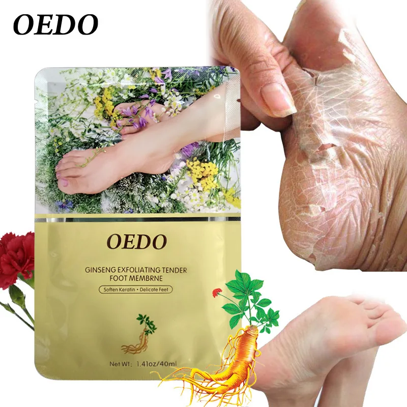 

Отшелушивающая маска для ног OEDO, средство для отшелушивания и отбеливания стоп с женьшенем, спа для женщин и мужчин