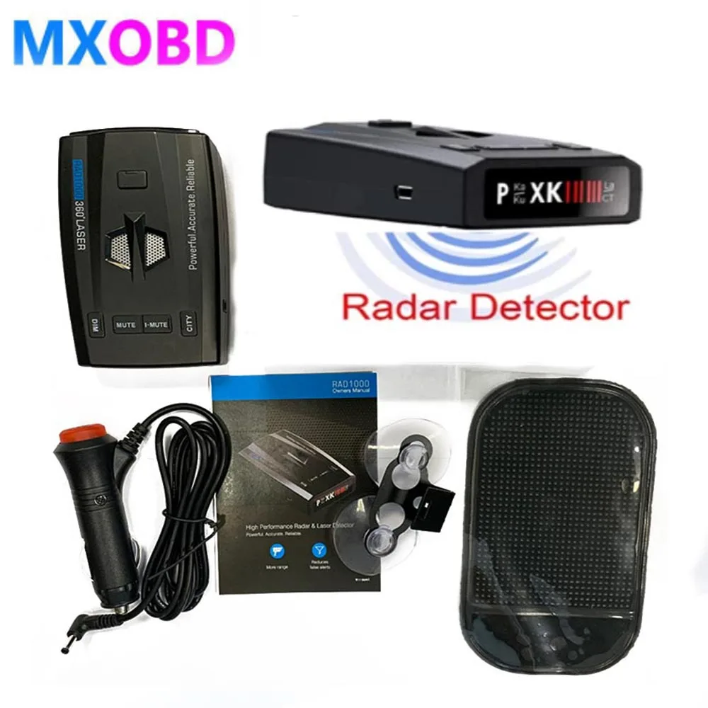 

Safety Driving Car Radar Detector English Russian Auto 360 Degree RAD1000 Speed Voice Alert Alarm Warning 16 Band LED Display