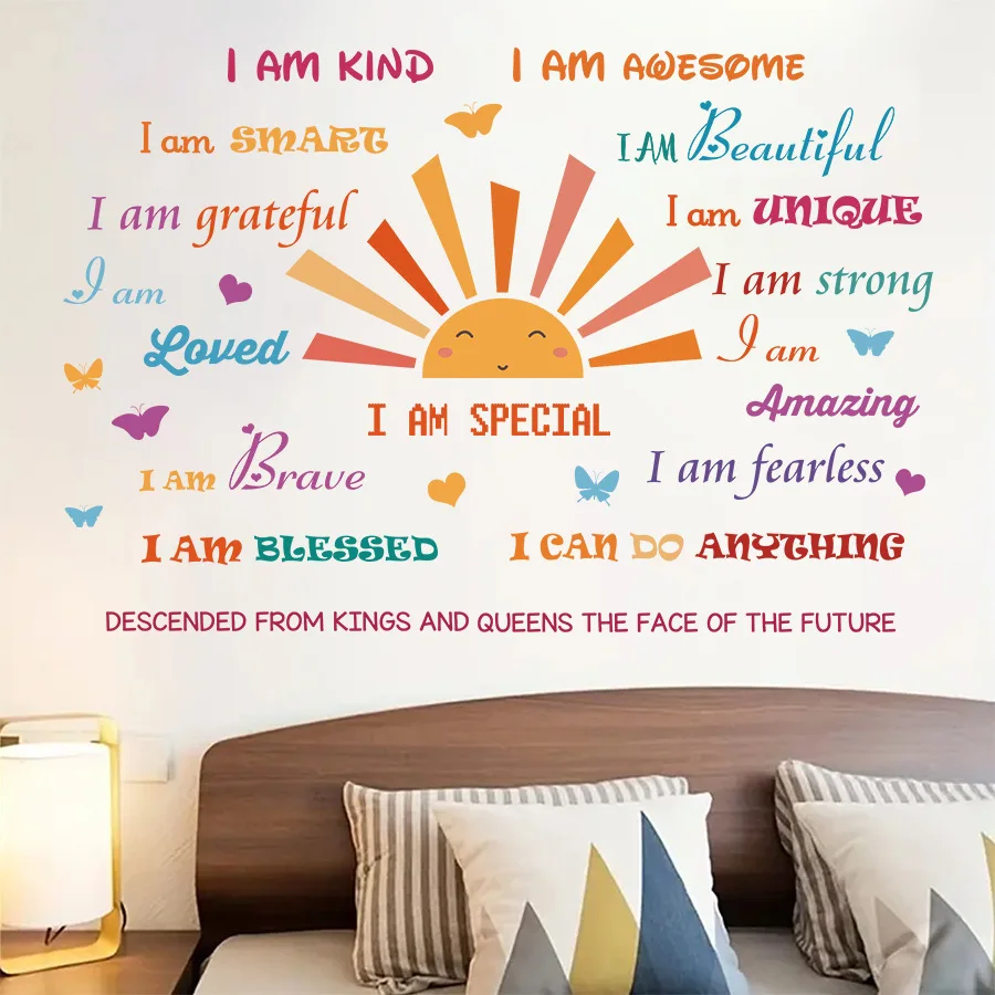 Красочные вдохновляющие наклейки на стену с цитатой богемный солнечный узор