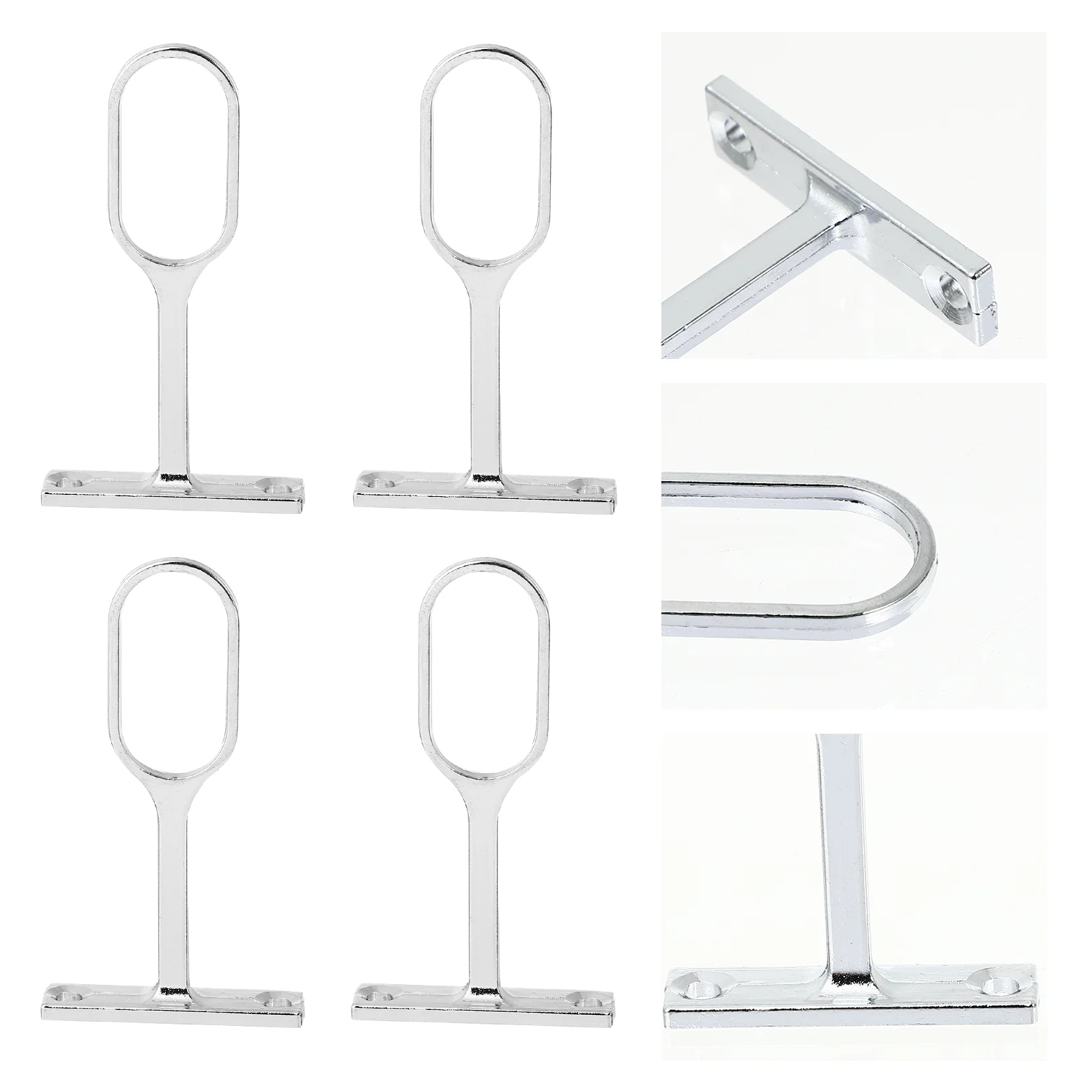 

10pcs Oval Closet Rod Support Bracket Curtain Rod Ceiling Closet Rod Fitting Part Support Lever Socket for Home 16mm