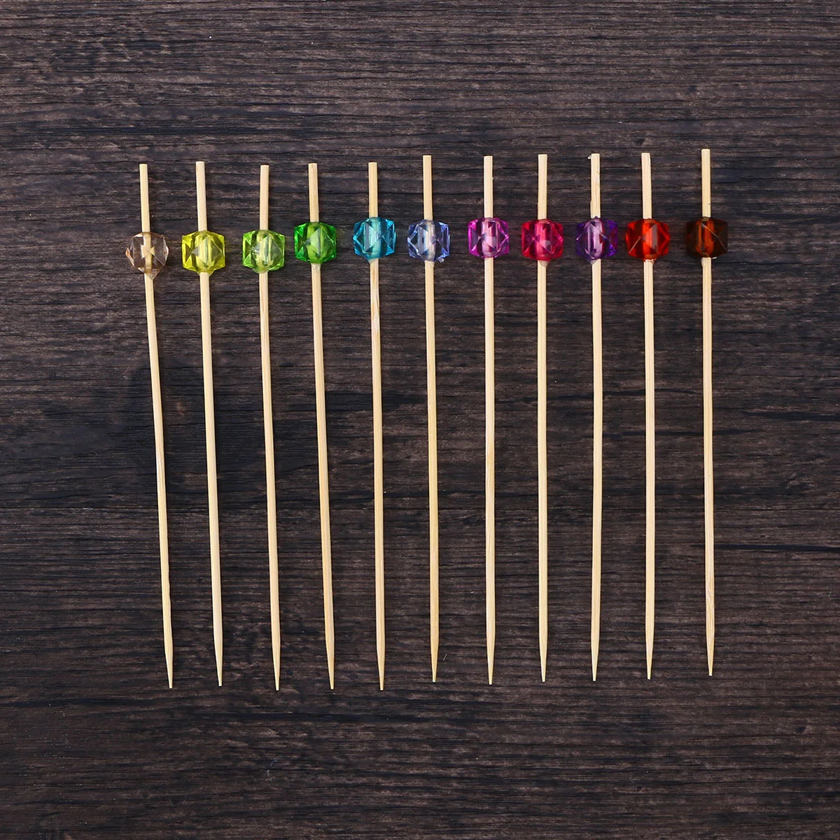 

100 Pcs 12 cm Wooden Appetizer Picks Buffet Cupcake Picks Cocktail Glass Stick Wooden Dessert Picks Bamboo Fruit Skewers