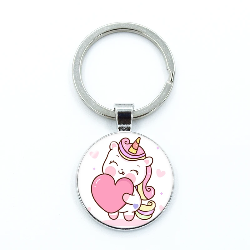 

Lovely Animal Keychain Unicorn Glass Gem Key Ring Friendship Gifts For Women Men DIY Handmade Crystal Jewelry