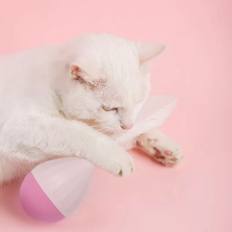 

2022JMT Cat Toy Tumbler Feather Teaser Toys For Cats Pet Playing Scratch Kitten Puzzle Interactive Toys Pet Cat Rolling Toys
