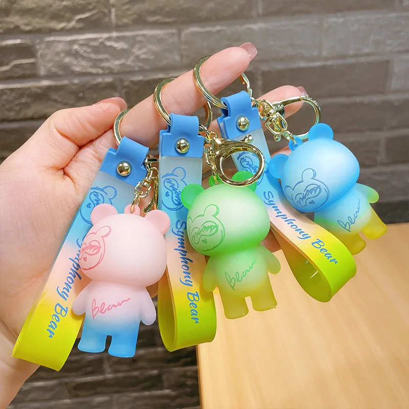 

Cute Style Candy Color Car Key Chain Cartoon Cute Schoolbag Pendant Key Chain Ring Wholesale Keychains for Women Gifts