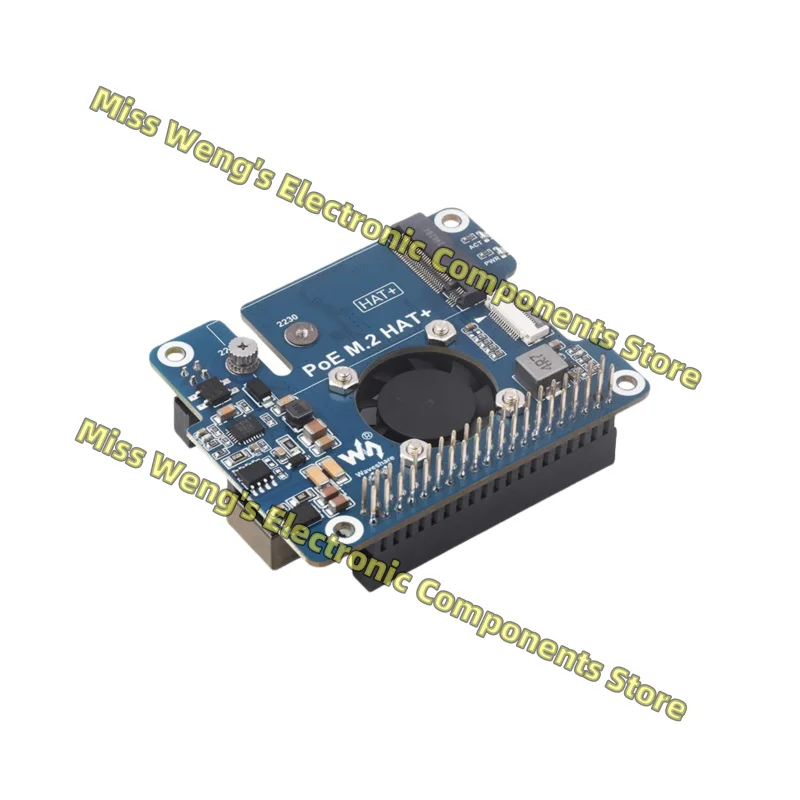 Плата расширения PCIe-M.2 интерфейс NVMe протокол PoE Ethernet + охлаждающий вентилятор M.2 HAT