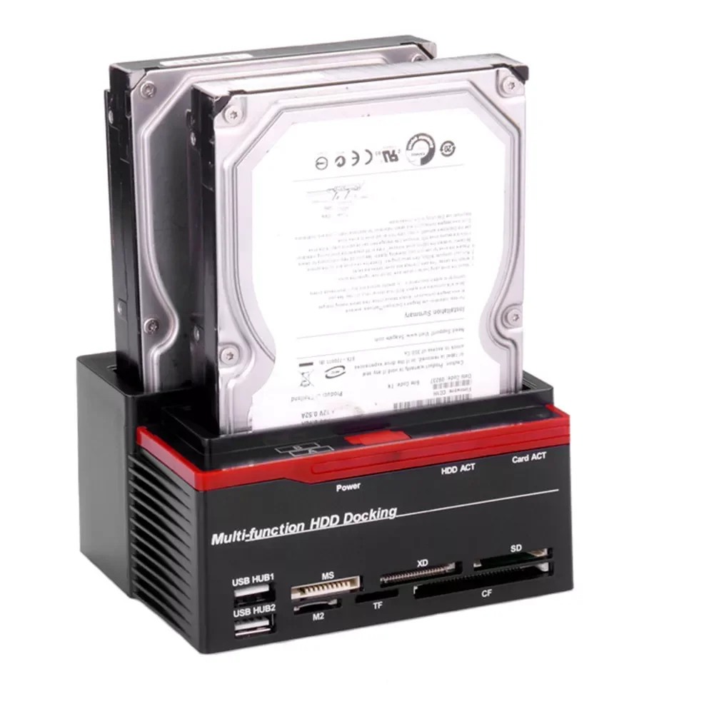 

2.5"/3.5" HDD Docking Station Hard Drive Enclosure USB3.0 Hub USB 3.0 to 2 SATA Ports External HDD Hard Drive Card Rea