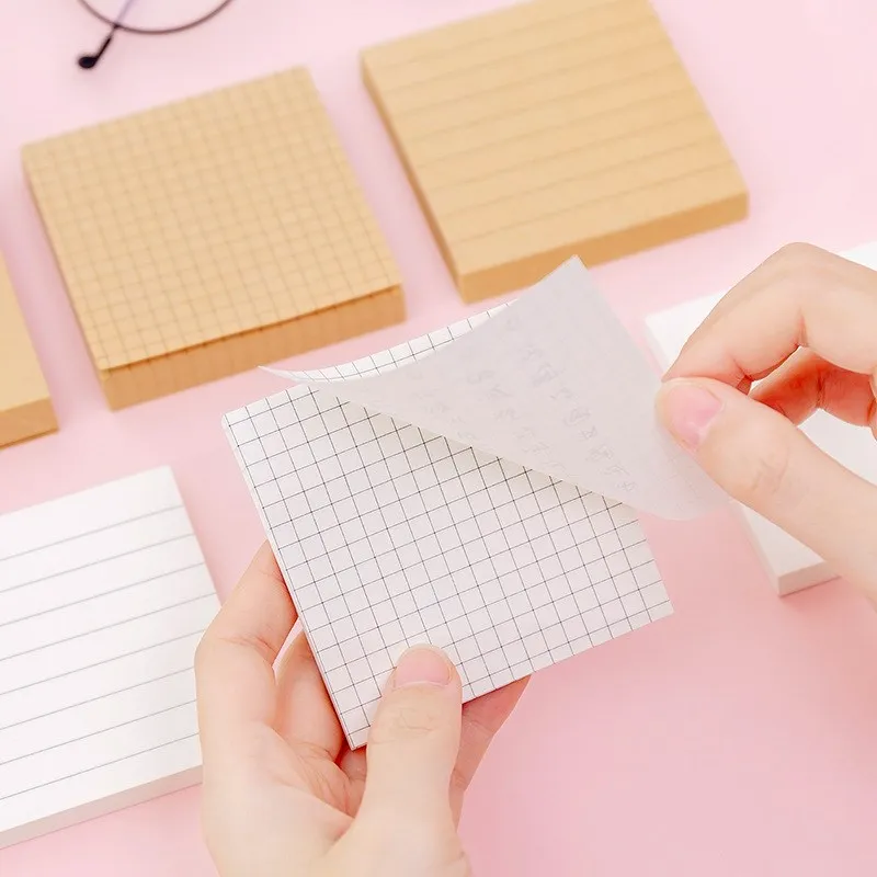 

80 Pcs Kraft Paper And White Blank Lined Grids Pages Sticky Notes Notepads Self-Stick Memo Pads for school office supplies
