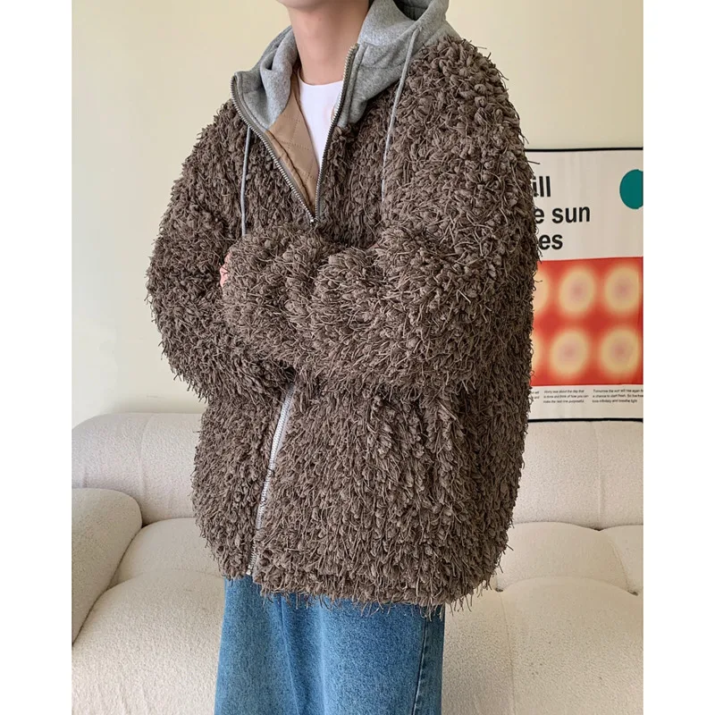 Winter Jacket Men Warm Fashion Retro Thickened Hooded Jacket Men Streetwear Korean Loose Thick Short Coat Mens Clothes M-3XL