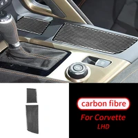 for chevrolet corvette c7 2014 2019 2pcs real carbon fiber cup holder panel cover sticer trim car interior accessories