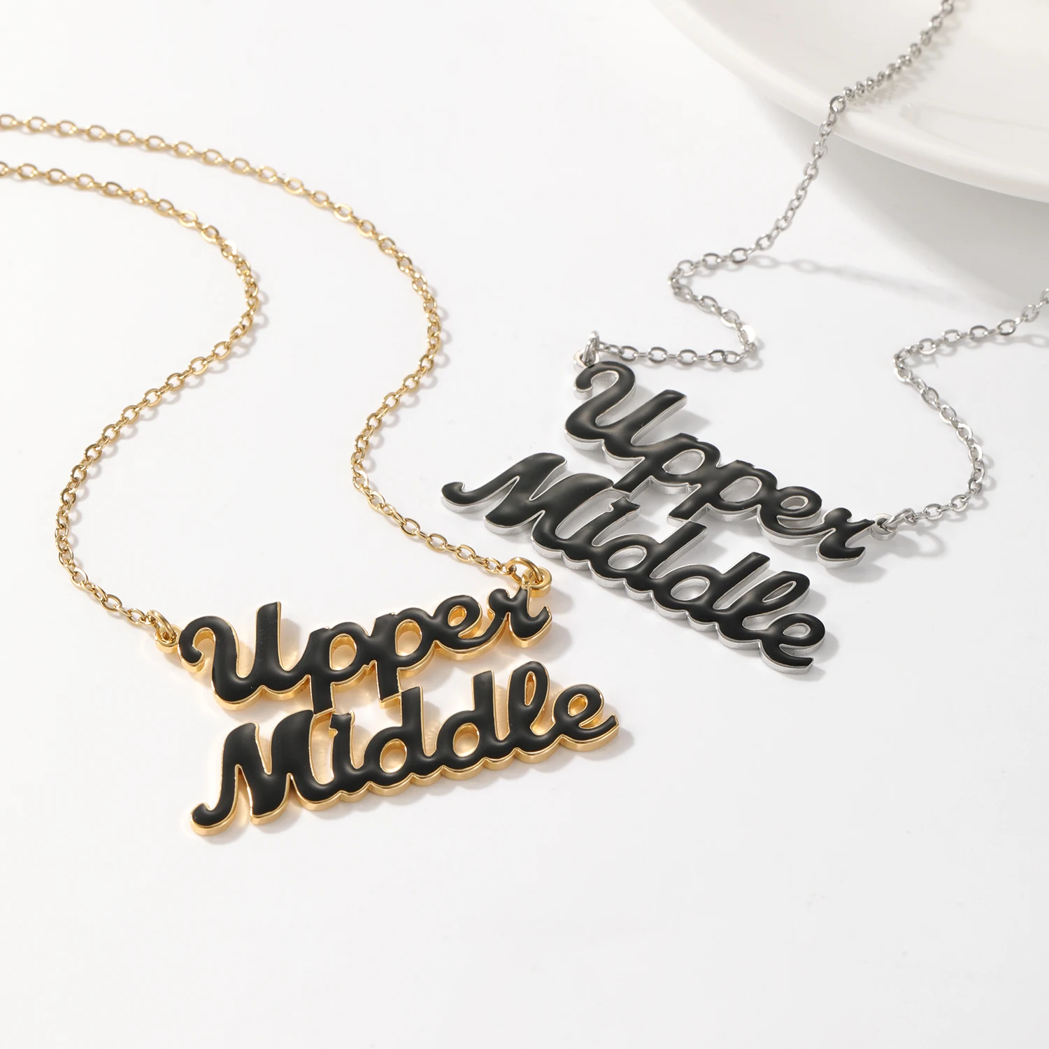 Zciti индивидуальное эмалированное ожерелье с двойным именем и красочной