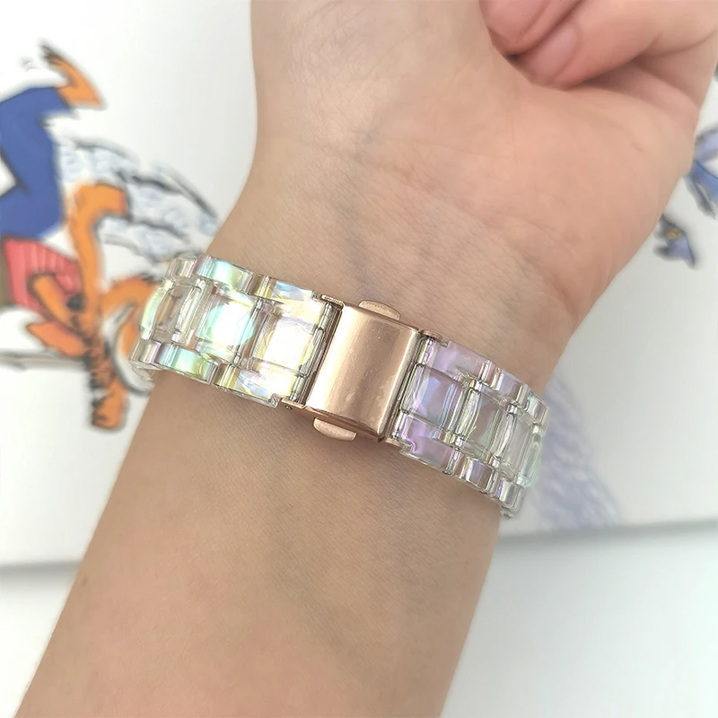 20mm 22mm Slim Dazzling Resin Laser Transparent Strap for Samsung Galaxy Watch 5Pro 45mm For Huawei GT2/3 smart watchband Correa