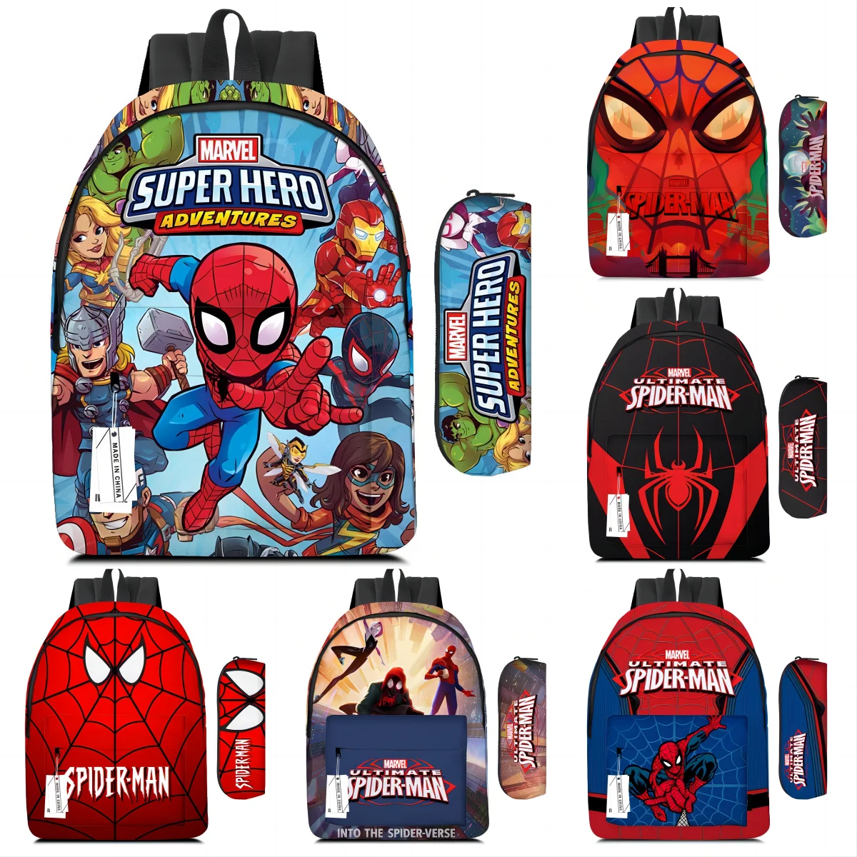

2 In 1 Spiderman School Bag Captain America Children 3d Cute Design Anime Figure Backpack Boys Primary Kids Kindergarten Gift