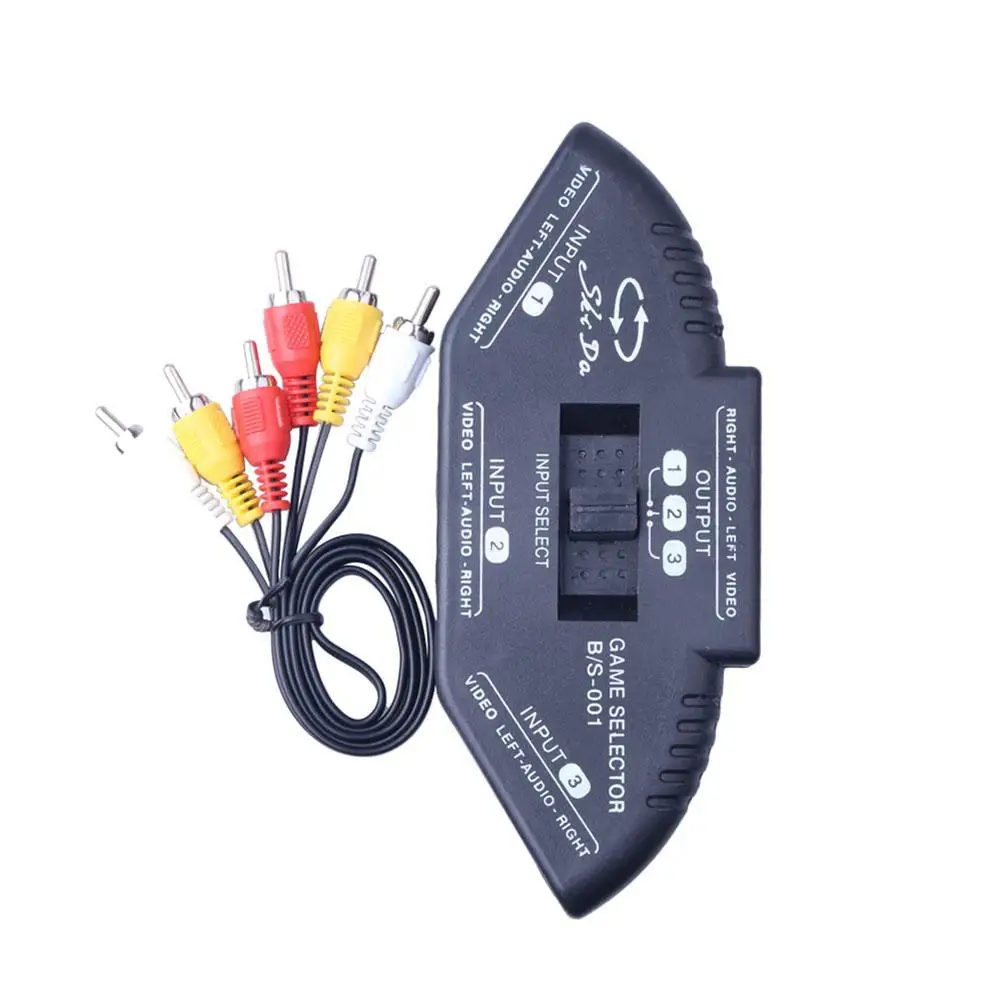 

2022 Selector 3 Ports Switcher 3Fach Audio Video Umschalter Verteiler AV Cinch/RCA Splitter Box Mit Cinchkabel Converter