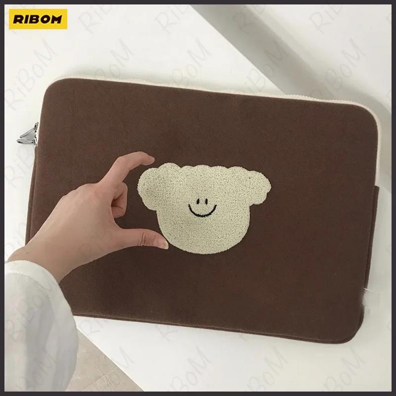 

New Cute Bear Laptop Bag Sleeve Case For Macbook Air Pro 12 13 14 15 15.6 11.6 Inch M1 IPad Women Protector Cover Pouch