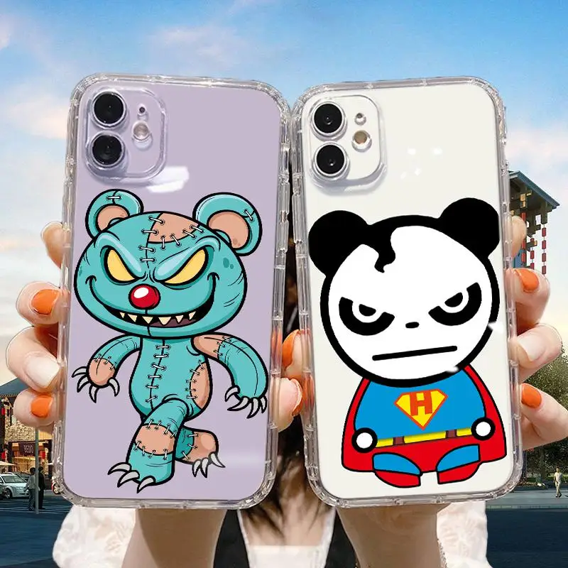 

Evil Bear Transparent Case For iPhone 6 X Xr Xs 7 7P 8 Plus 11 12 13 Max Pro Mini 6 6s SE 2020 Ytln Luxury Soft Accessories