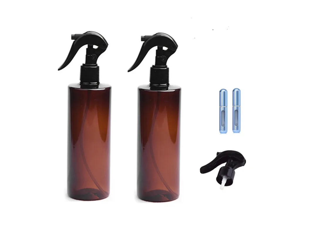 

2PCS/Pack 13.5oz /400ml Amber Refillable Fine Mist Hairdressing Spray Bottle Atomizer Barber Salon Hairstyle Tool