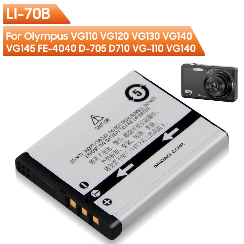 

Original Replacement Battery LI-70B For Olympus VG110 VG120 VG130 VG140 VG145 FE-4040 D-705 D710 VG-110 VG140 Battery 650mAh