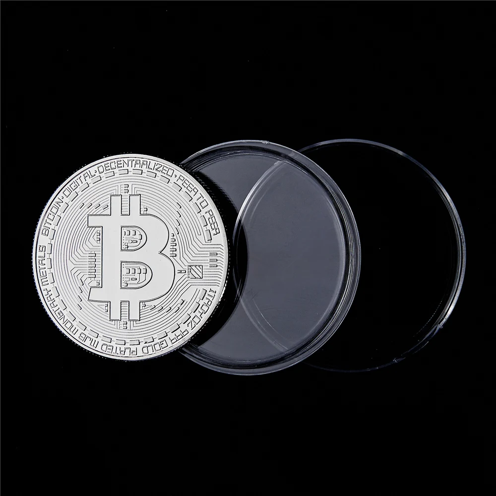 Коллекционные посеребренные монеты с биткойнами художественная коллекция