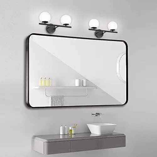 

New Bathroom Vanity Light 3 Lights Fixtures Brushed Brass Milk White Glass Shade Modern Bar Sconce Over Mirror (Exclude G9 Bul