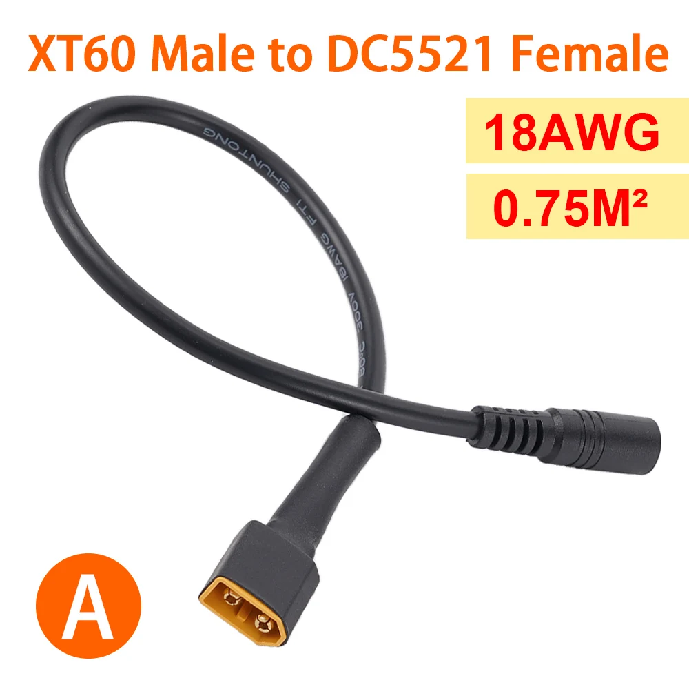 

18AWG XT60 Штекерный/гнездовой разъем к DC 5,5*2,5 5.5x2.1 мм адаптер кабеля питания 5521 5525 для очков адаптер для зарядки аккумулятора Ca