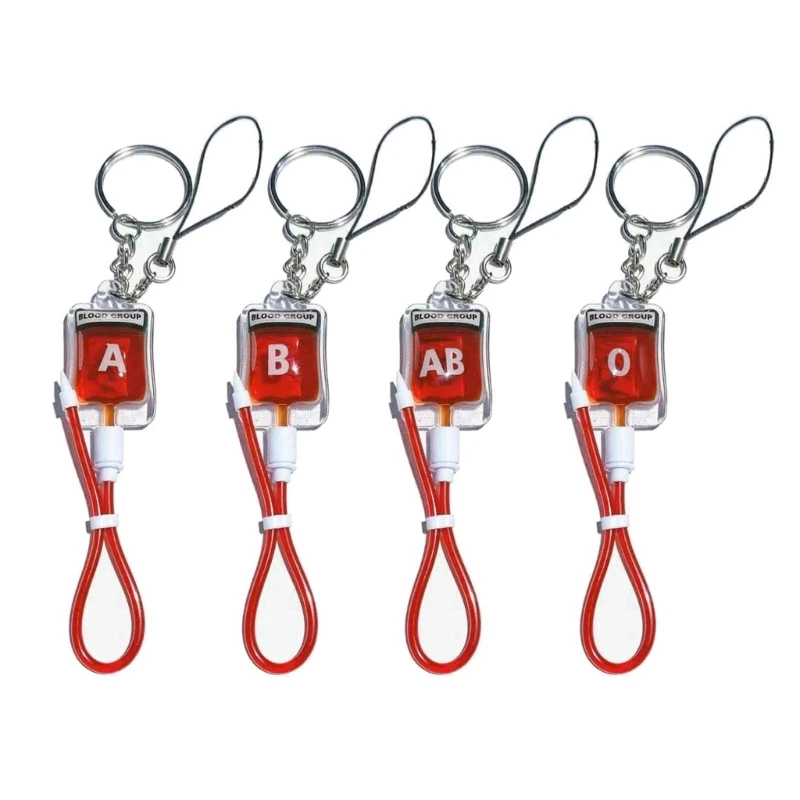 

2022 New Cute A B O AB Blood Pack Keychain Novelty Keychain Pendant Keyrings Car Bag