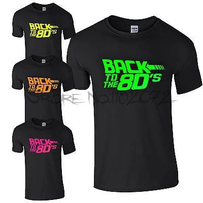 

Back to the 80's Unisex Black T-Shirt Neon Print I LOVE 80s Dance Club Party