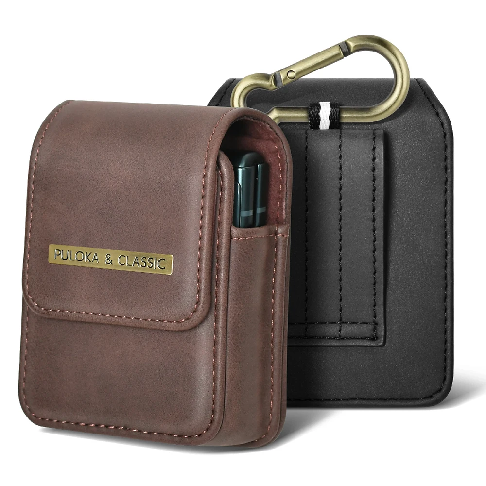 

PULOKA Leather Case For Samsung Galaxy Z Flip 5 4 3 5G Phone Bag Magnetic Cover Fashion Holster Men Luxury Waist Belt Pouch