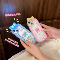 lovely 3d led illuminated bow phone case for iphone 11 12 13 pro max x xs xr silicone with lighting glitter transparent cover