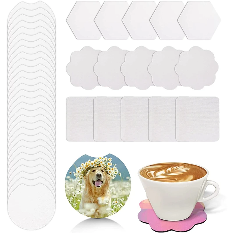 

Sublimation Blank Coasters,Non Slip Blank Cup Mat, Sublimation Heat Transfer Coaster Heat Press Coaster Blank DIY Craft