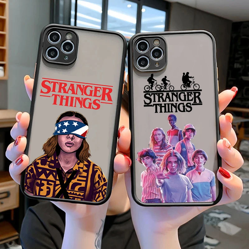 

Luxury Stranger Things 4 Phone Case For iPhone 11 12 13 14 Pro XR X XS MAX SE2 8 14 Plus Black Hard Matte Back Cover Shell Coque