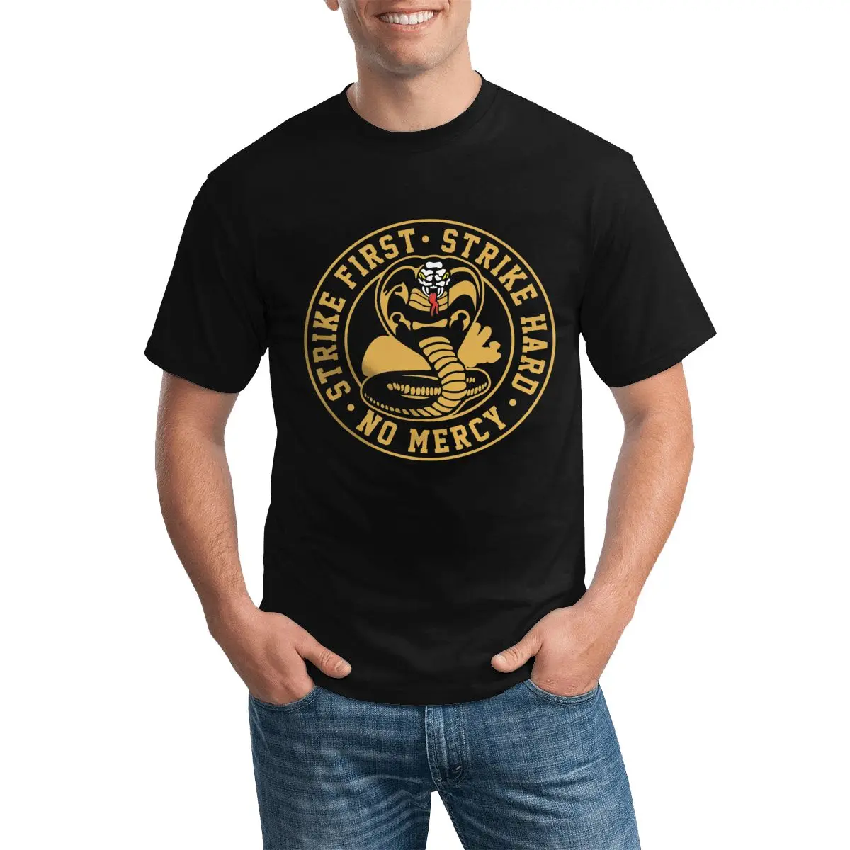

Cobra Kai Trendy T-Shirts Man Film Awesome Printed T Shirts Round Neck Premium Tops Birthday Present Cotton Tees