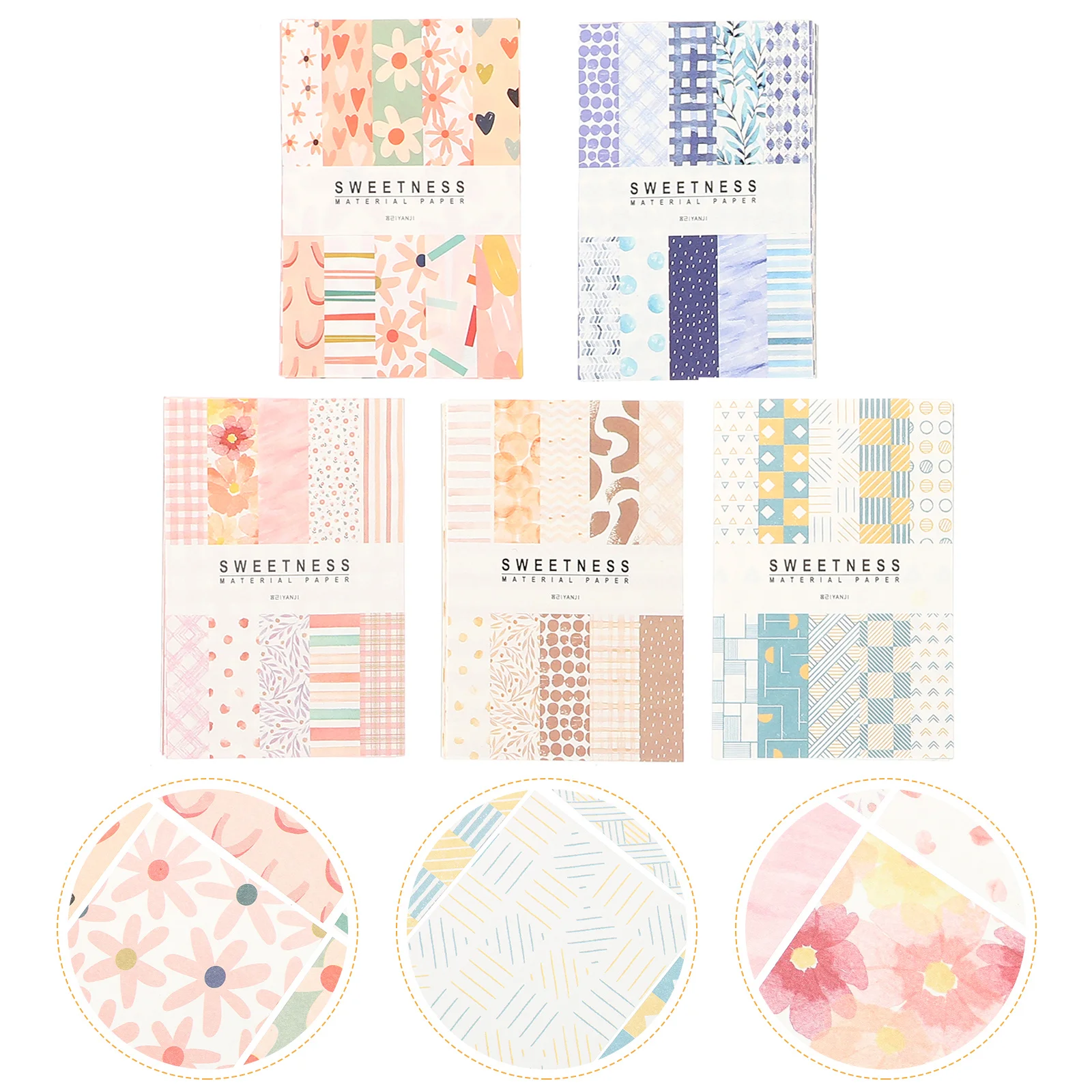 

5 Sets Scrapbook Paper DIY Background Paper Photo Album Base Paper DIY Material (Random Style)