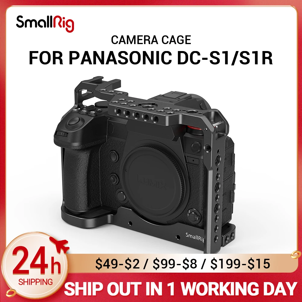 

SmallRig DSLR S1 Camera Cage for Panasonic Lumix DC-S1 & S1R Feature W/ Cold Shoe Mount For Micrphone Flash Light Attach2345