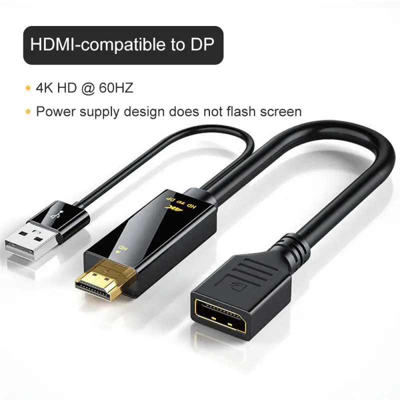 

Dp / F Adapter 3840 * 2160p Hd 4k * 60hz HDMI-compatible To Dp Conversion Line Displayport Usb Charing Cable Office Tools