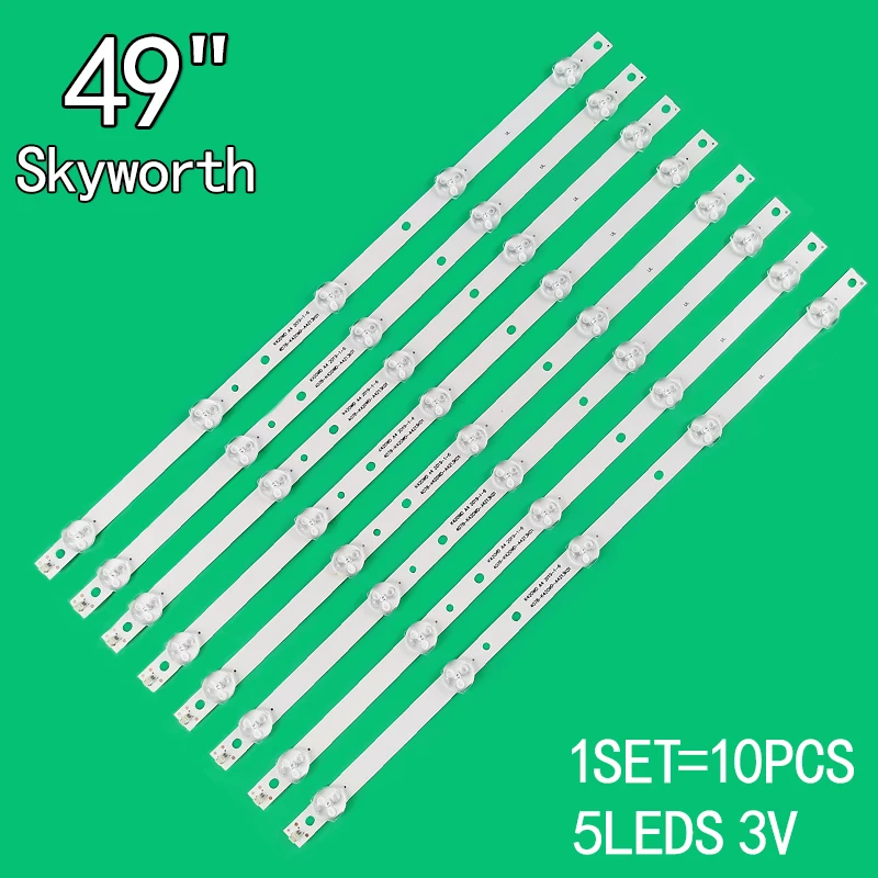 

8 шт. = 1 комплект, 5 светодиодов, 3 в, 450 мм, для ЖК-телевизора Skyworth 49 дюймов, 5800-w49003-0P00 SW49D05-C22AG-01 M48 49L3650VM Ph49e20dsgw