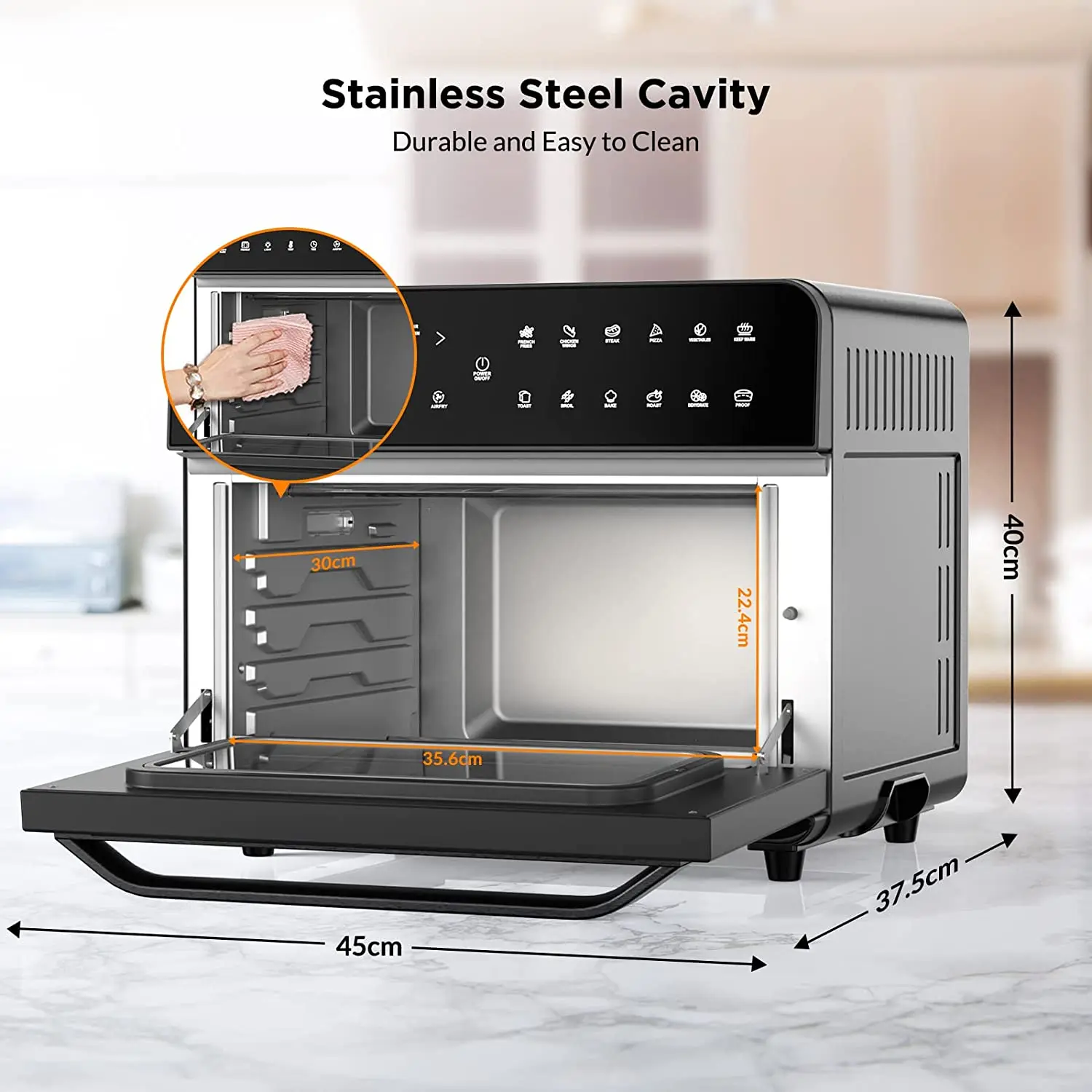 Безмасляный тостер CalmDo1800W нержавеющая сталь 25 л |