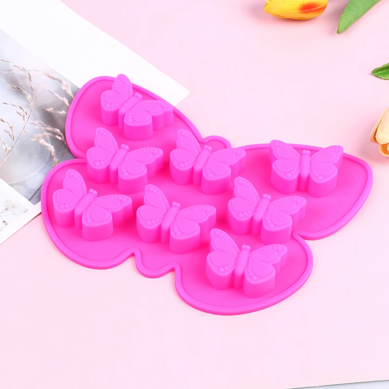 

8 Butterfly Cake Mold Silicone Chocolate Candy Bakeware Ice Cube Tray For Cake