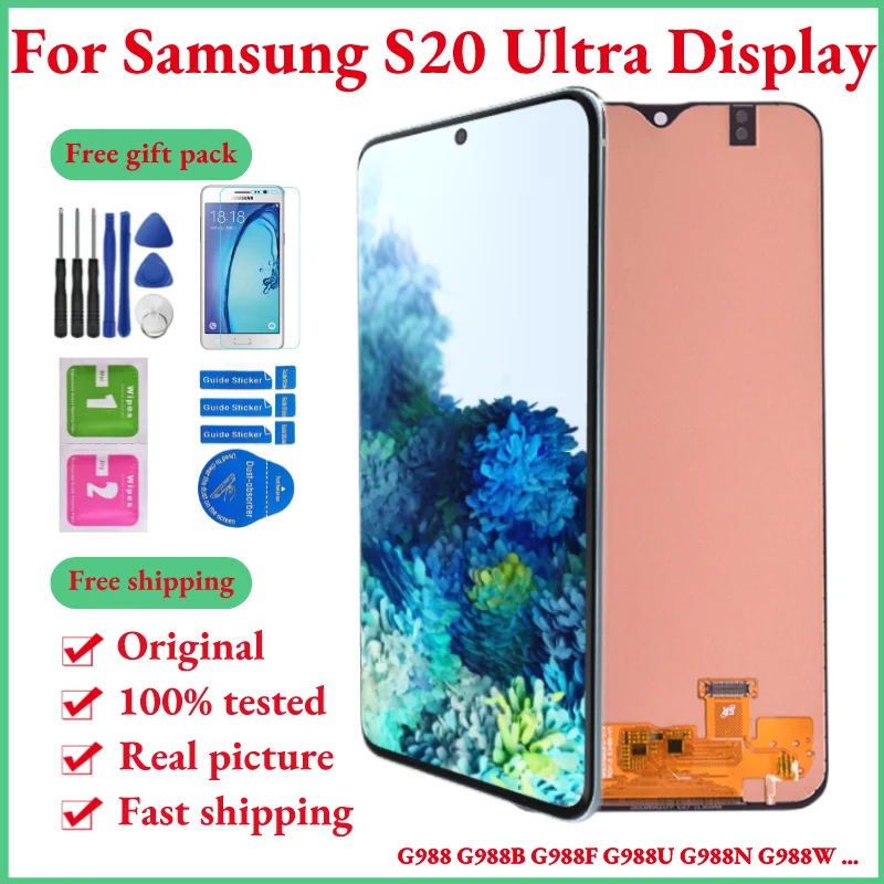Original S20 Ultra 5G G988B Screen For Samsung Galaxy S20 Ultra LCD Display No Frame G988N G988U G988W 6.9