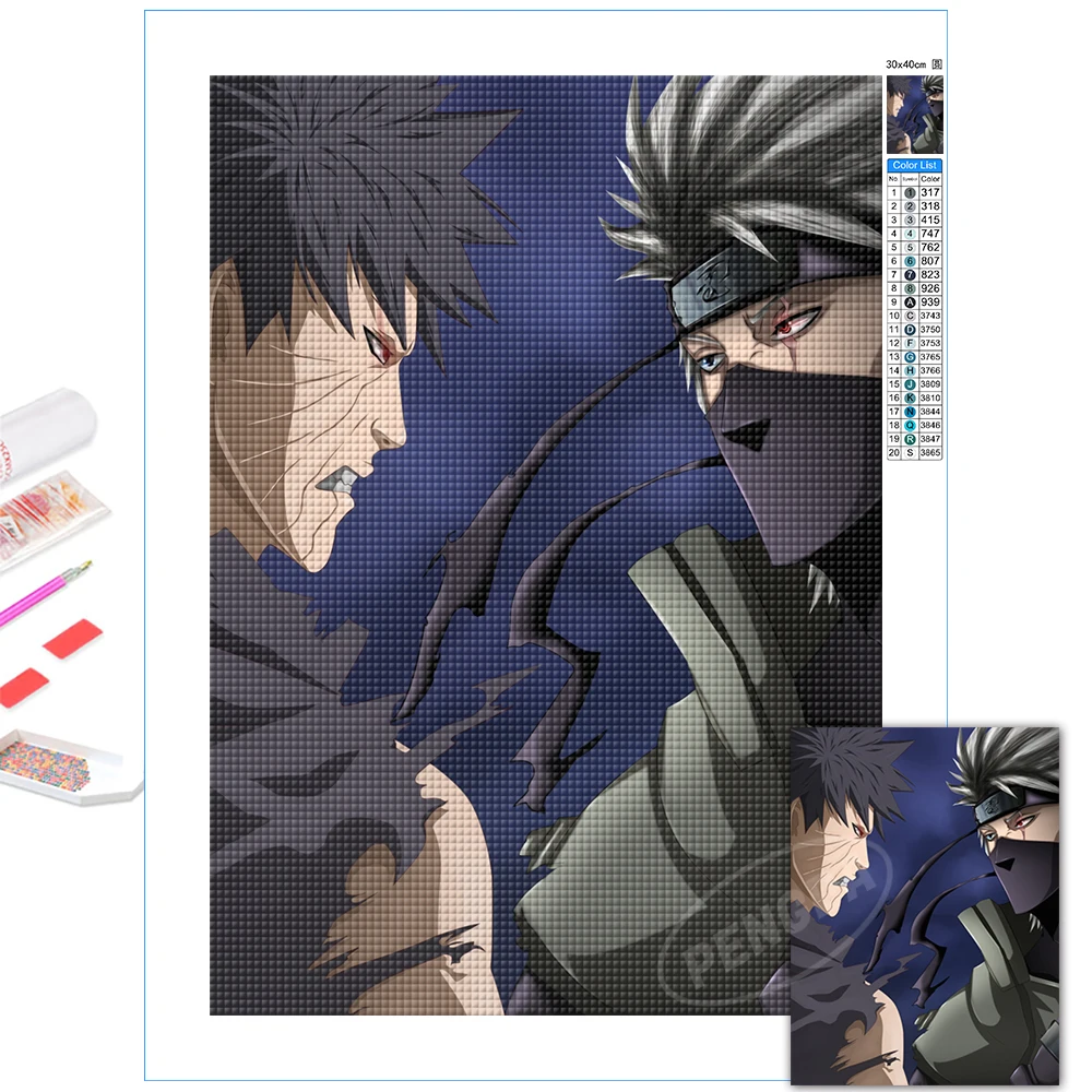 

Kakashi 5D DIY Diamond Paintings Naruto Full Round Drill Embroidery Anime Home Decor Wall Art Uchiha Obito Cross Stitch Pictures