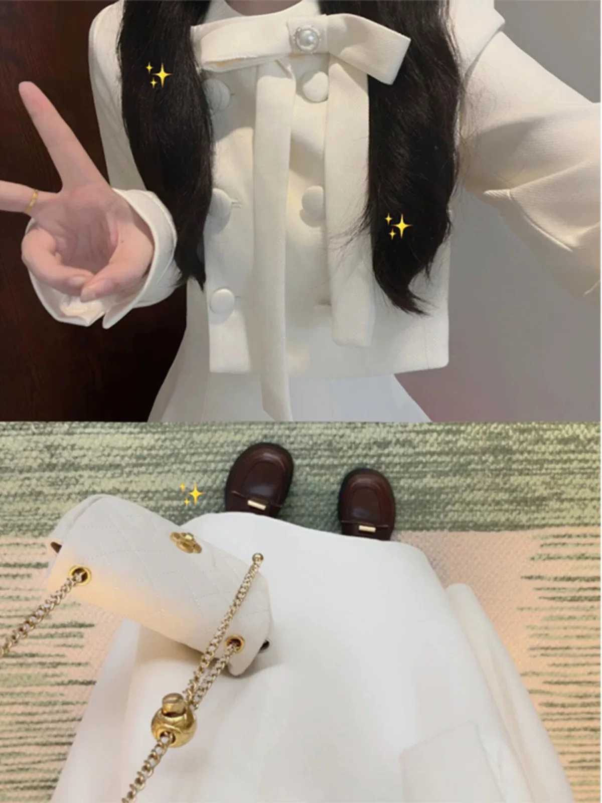 Little Rich Family Gold Dress Outfit Женский ранний зимний комплект Полный Изящная зарубежная