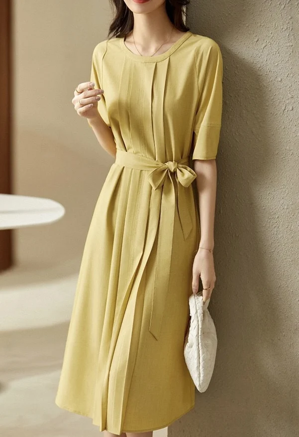 

Новинка, женская одежда для весны и лета 2023, плиссированное Свободное платье с рукавами-фонариками 0320