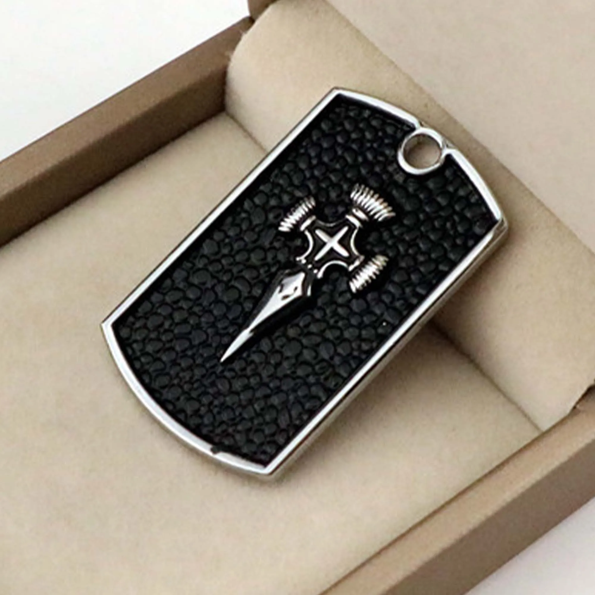 1PCS 49x27mm Hip Hop Vintage Cross Brand Pendant DIY Men and Women Necklace Bracelet Keychain Jewelry Square Charm Accessories