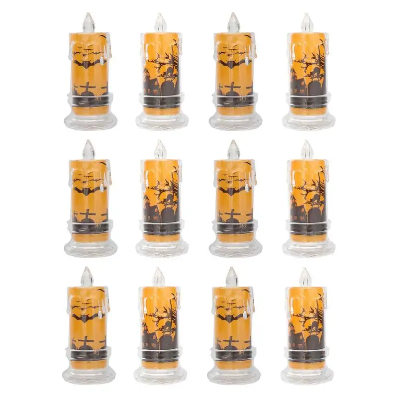 

Flameless Candle Lights Portable Spooky LED Candles 12 Pcs Halloween Tea Light For Theme Party Decoration Supply Accessories