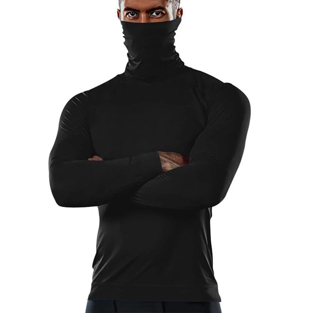 

Men Autumn Long Sleeve Turtleneck Warm High-Necked Pullover T-Shirt Slim Fit Lot Top Sweater Solid Breathable Men's Bottom Shirt