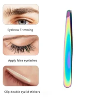 13 colors eyebrow tweezer stainless steel point slant flat tip removal makeup professional hair removal eyebrow pliers clip tool