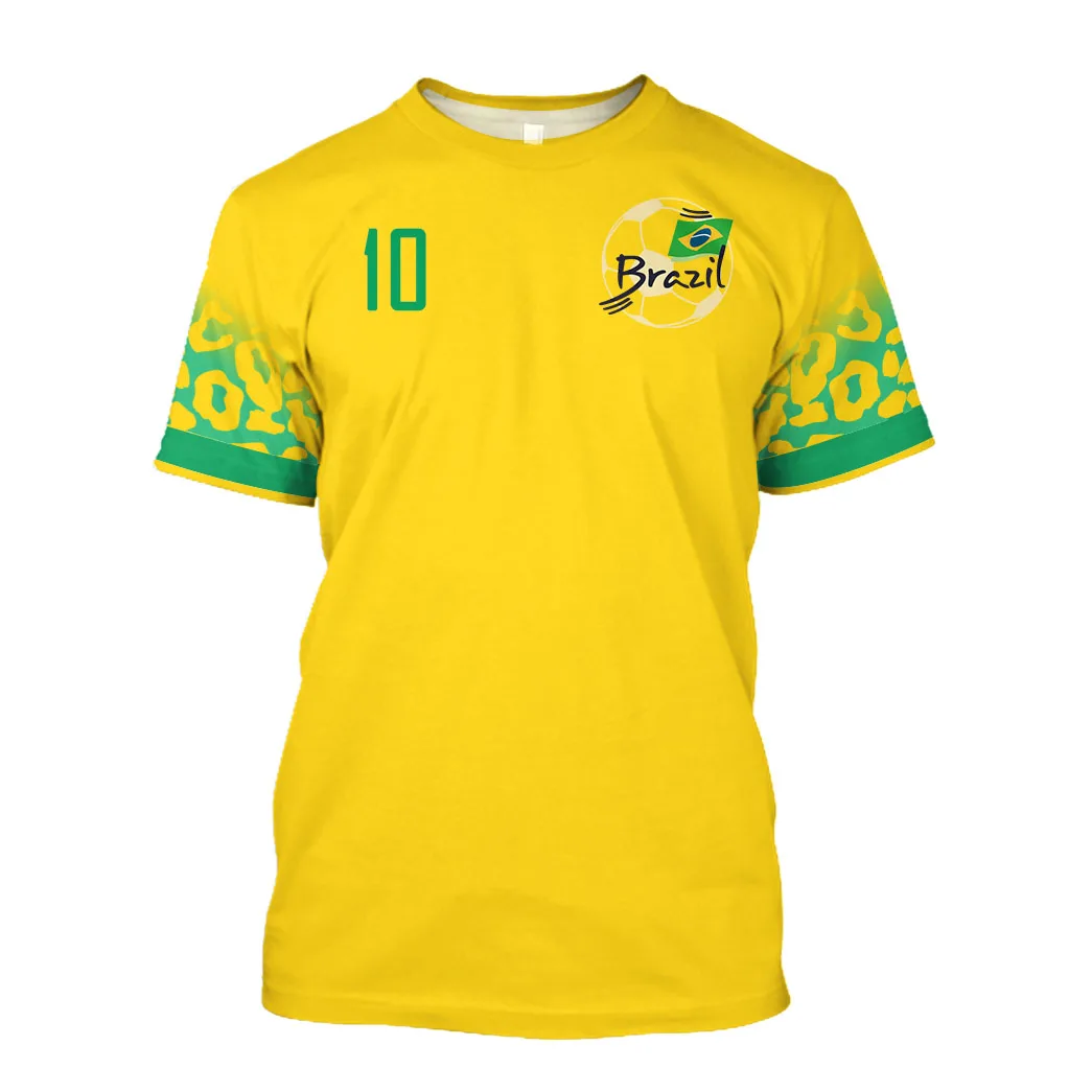 

Men's Summer Brazilian Football Uniform Sportswear Short-sleeved Fashion Round Neck Short-sleeved Summer T-shirt