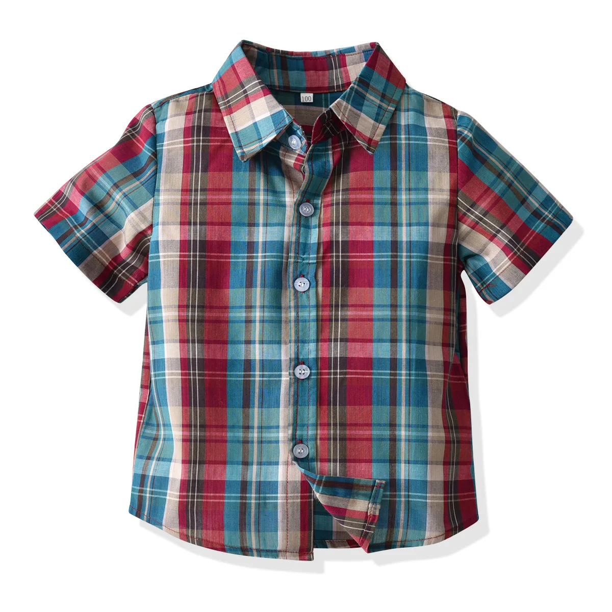 Boys' Plaid Short Sleeve Shirt Children's Summer Cardigan Casual Tops Boy Shirts Children Clothes