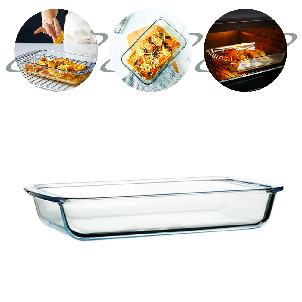 

Bakeware Glass Steak Plate Serving Pan Steaming Dish Kitchen Supplies Microwave Tray Baking